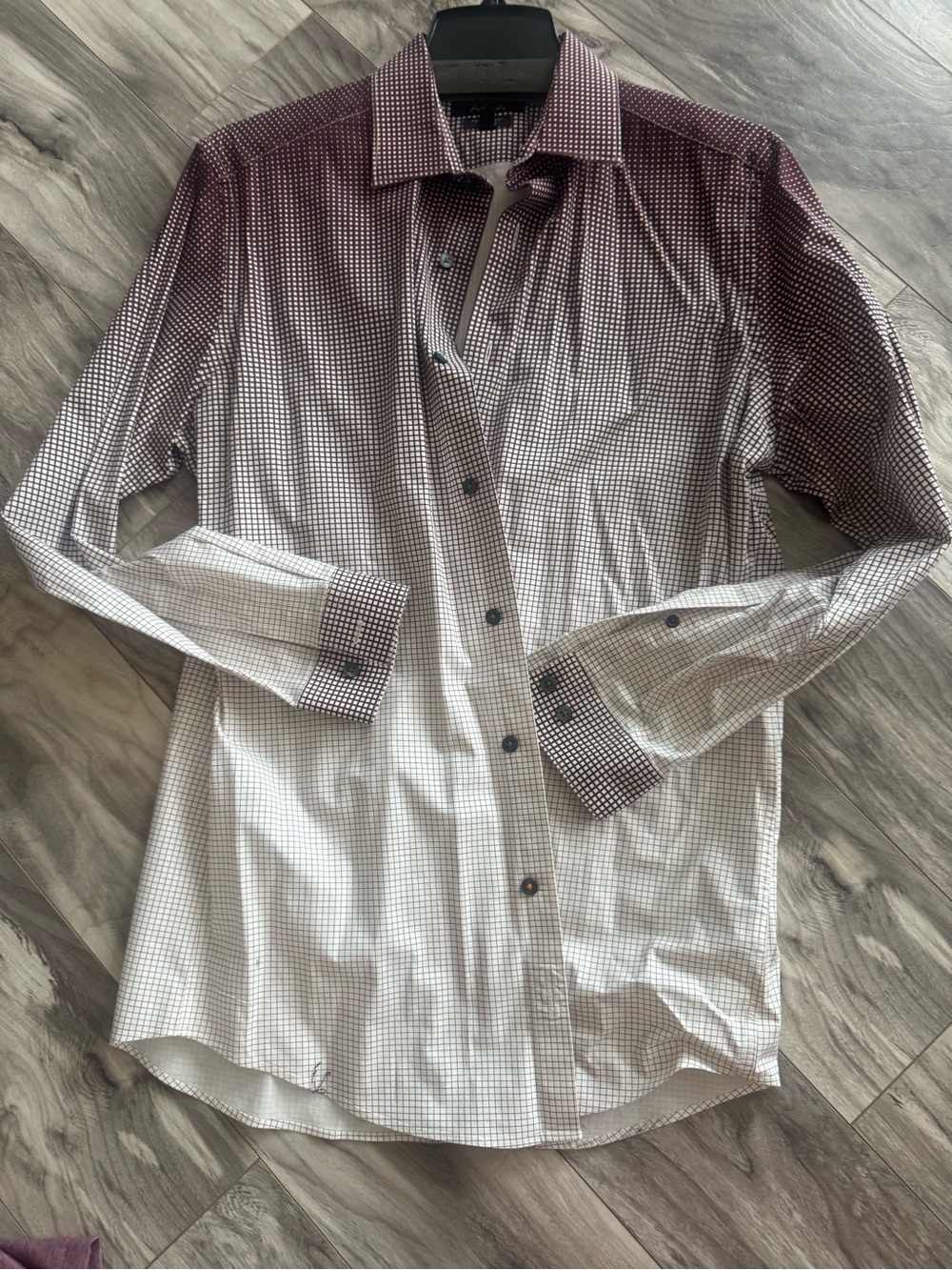 Apt. 9 Slim Fit Checked Dress Shirt - Burgundy & White